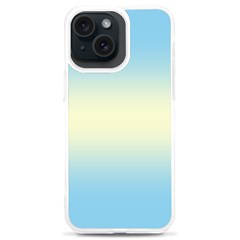 Baby Blue To Cream Yellow Bilinear Gradient Iphone 15 Plus Tpu Uv Print Case by GradientsOmbre