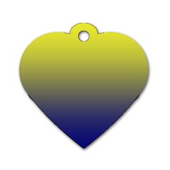 Electric Yellow To Navy Blue Linear Gradient Dog Tag Heart (one Side) by GradientsOmbre
