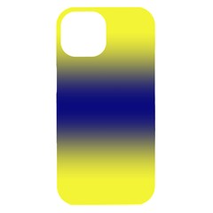 Electric Yellow To Navy Blue Bilinear Gradient Iphone 15 Black Uv Print Pc Hardshell Case by GradientsOmbre