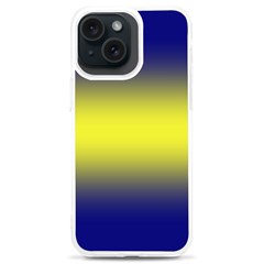 Navy Blue To Electric Yellow Bilinear Gradient Iphone 15 Plus Tpu Uv Print Case by GradientsOmbre