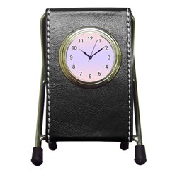 Pale Pink To Pale Violet Bilinear Gradient Pen Holder Desk Clock by GradientsOmbre