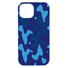 Blue Camouflage Pattern Iphone 15 Black Uv Print Pc Hardshell Case by kyorashop23