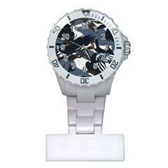 Blue Winter Camouflage, Military Camouflage Plastic Nurses Watch by kyorashop23