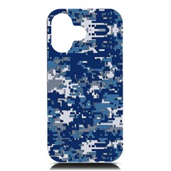 Blue, Camouflage, Cool, Navy, New, Pattern Iphone 16 Black Uv Print Pc Hardshell Case by kyorashop23