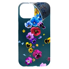 Falling Flowers, Art, Coffee Cup Iphone 15 Black Uv Print Pc Hardshell Case by kyorashop23