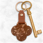 Red Roses Engraved Wood Key Chain Front