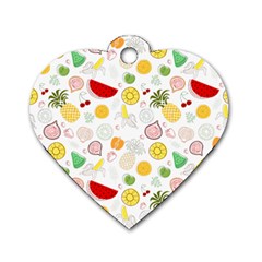 Pattern Seamless Texture Fruit Dog Tag Heart (one Side) by Sabxi