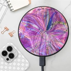 Pink On Magenta Wireless Fast Charger(black) by kaleidomarblingart