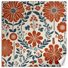 Retro Scandinavian Nordic Flowers Pattern 3 Canvas 12  X 12  by violetheavensky