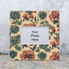 Victorian Beige And Teal Flower Pattern White Box Photo Frame 4  X 6  by violetheavensky