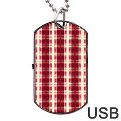 Retro 60s 50s Plaid Pattern 4 Dog Tag Usb Flash (two Sides) by violetheavensky