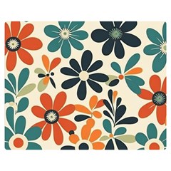 Retro Scandinavian Nordic Flowers Pattern 2 Premium Plush Fleece Blanket (medium) by violetheavensky