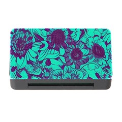 Mid Century Retro Floral 1970s 1960s Pattern 101 Memory Card Reader With Cf by violetheavensky
