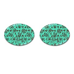 Mid Century Retro Floral 1970s 1960s Pattern 102 Cufflinks (oval) by violetheavensky