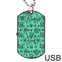 Mid Century Retro Floral 1970s 1960s Pattern 102 Dog Tag Usb Flash (one Side) by violetheavensky