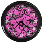 Mid Century Retro Floral 1970s 1960s Pattern 100 Wall Clock (Black) Front
