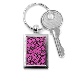 Mid Century Retro Floral 1970s 1960s Pattern 100 Key Chain (rectangle) by violetheavensky