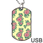 Retro 1880s Flowers Pattern 8 Dog Tag USB Flash (Two Sides) Front