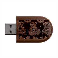 Mid Century Retro Floral 1970s 1960s Pattern 95 Wood Oval Usb Flash Drive by violetheavensky