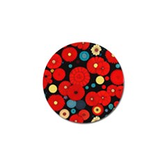 Mid Century Retro Floral 1970s 1960s Pattern 104 Golf Ball Marker (4 Pack) by violetheavensky