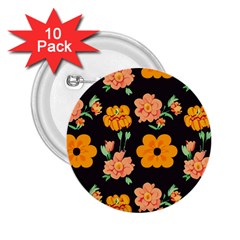 Retro 40s 50s Flowers Pattern Halloween 3 2 25  Buttons (10 Pack)  by violetheavensky