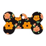 Retro 40s 50s Flowers Pattern Halloween 3 Dog Tag Bone (One Side) Front