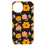 Retro 40s 50s Flowers Pattern Halloween 3 iPhone 15 Black UV Print PC Hardshell Case Front
