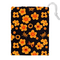Retro 40s 50s Flowers Pattern Halloween Drawstring Pouch (4xl) by violetheavensky