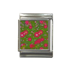 Mid Century Retro Floral 1970s 1960s Pattern 88 Italian Charm (13mm) by violetheavensky