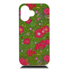 Mid Century Retro Floral 1970s 1960s Pattern 88 Iphone 16 Black Uv Print Pc Hardshell Case by violetheavensky
