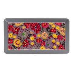 Mid Century Retro Floral 1970s 1960s Pattern 90 Memory Card Reader (mini) by violetheavensky