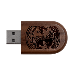 Red Yin Yang Dragons Wood Oval Usb Flash Drive by JeffBartels