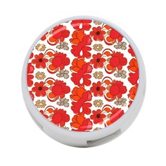 Mid Century Retro Floral 1970s 1960s Pattern 91 4-port Usb Hub (one Side) by violetheavensky