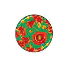 Mid Century Retro Floral 1970s 1960s Pattern 89 Hat Clip Ball Marker by violetheavensky