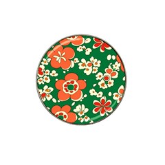 Mid Century Retro Floral 1970s 1960s Pattern 94 Hat Clip Ball Marker (4 Pack) by violetheavensky