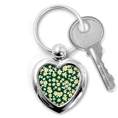 Mid Century Retro Floral 1970s 1960s Pattern 93 Key Chain (heart) by violetheavensky