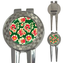 Retro 40s 50s Mexico Flowers Pattern 2 3-in-1 Golf Divots by violetheavensky
