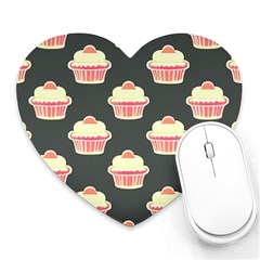 Retro 40s 50s Cupcake Pattern 4 Heart Mousepad by violetheavensky