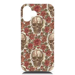 Skull And Roses Flowee Flora Floral Patterns Pattern Iphone 16 Plus Black Uv Print Pc Hardshell Case by Tsamara