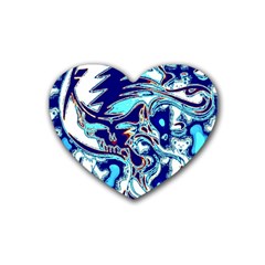 Trippy Dippy Bears Blue Dancing Greatful Dead Skull Steal Your Face Rubber Coaster (heart) by Salmanaz77