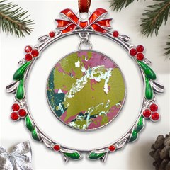 Colorwoven Abstract Print Metal X mas Wreath Ribbon Ornament by dflcprintsclothing