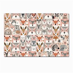 Mix Animal Faces Postcard 4 x 6  (pkg Of 10) by DinkovaArt