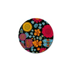 Mid Century Retro Floral 1970s 1960s Pattern 77 Golf Ball Marker (10 Pack) by violetheavensky