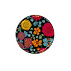 Mid Century Retro Floral 1970s 1960s Pattern 77 Hat Clip Ball Marker (10 Pack) by violetheavensky
