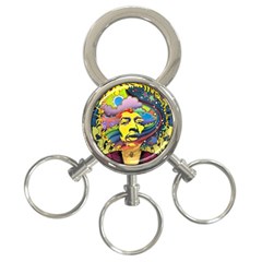 Psychedelic Rock Jimi Hendri 3-ring Key Chain by Tsamara