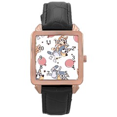 Bluey, Bluey Merch, Bluey Pattern, Bluey Bluey, Bingo, Bluey Design, Bluey Dog Rose Gold Leather Watch  by avitendut