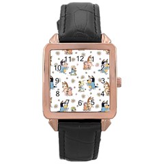 Bluey, Bluey Merch, Bluey Pattern, Bluey Bluey, Bingo, Bluey Design, Bluey Dog Rose Gold Leather Watch  by avitendut