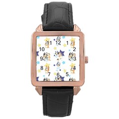 Bluey, Bluey Merch, Bluey Pattern, Bluey Bluey, Bingo, Bluey Design, Bluey Dog Rose Gold Leather Watch  by avitendut