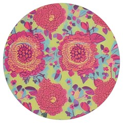 Mid Century Retro Floral 1970s 1960s Pattern 82 Round Trivet by violetheavensky