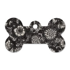 Mid Century Retro Floral 1970s 1960s Pattern 71 Dog Tag Bone (one Side) by violetheavensky